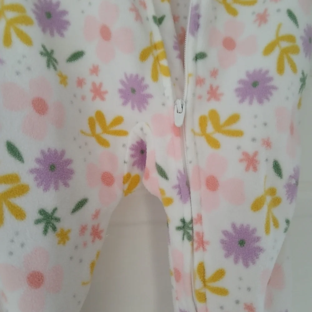 Simple Joys Carter's Girl’s Floral Pink Purple Footies Fleece Sleeper Sz 3-6 M